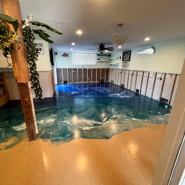 One of a kind beach themed coating we installed recently 😎🌊