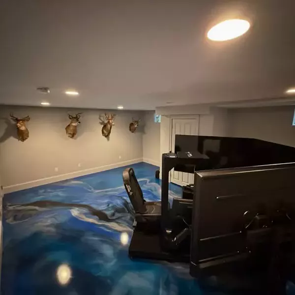 Very unique install — a custom metallic floor designed for a flight simulator room! 🛫