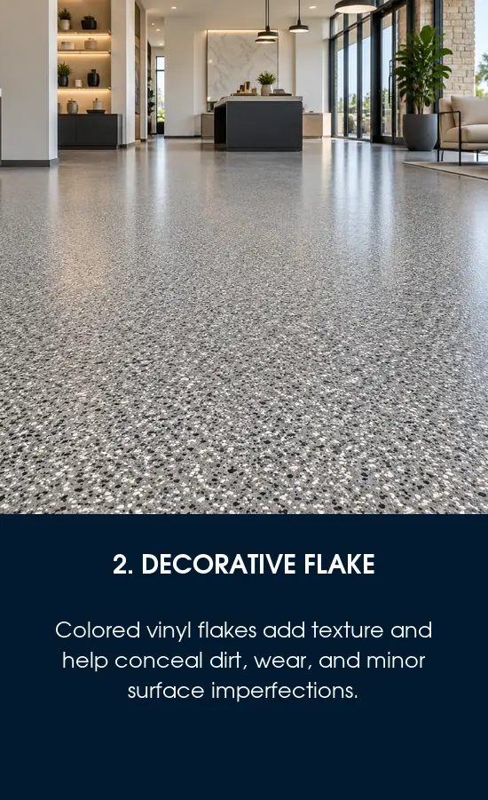 Decorative commercial floor coating in a Tampa, FL showroom