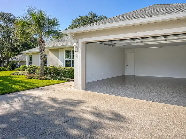 Decorative flake garage floor shown on the Belleair Bluffs service page.