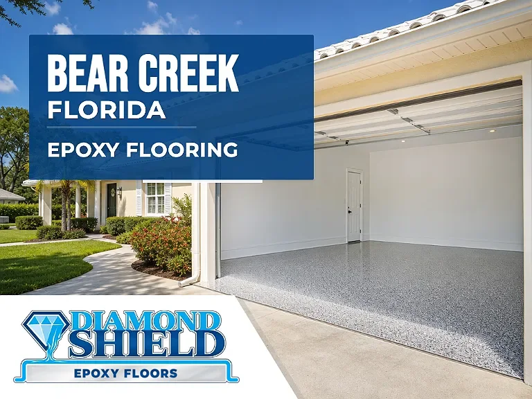 DiamondShield epoxy flooring services in Bear Creek, Florida.
