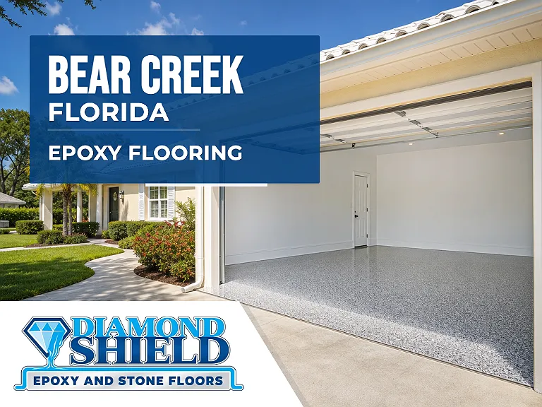 DiamondShield epoxy flooring services in Bear Creek, Florida.