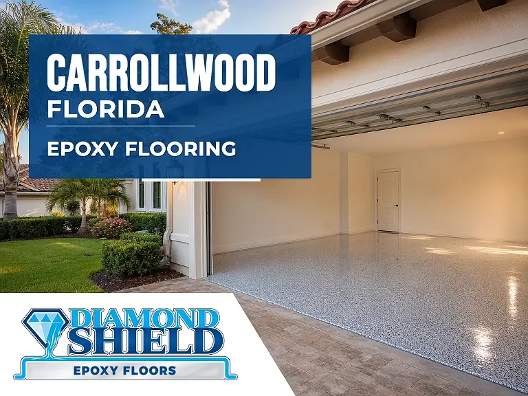 DiamondShield epoxy flooring services in Carrollwood, Florida.