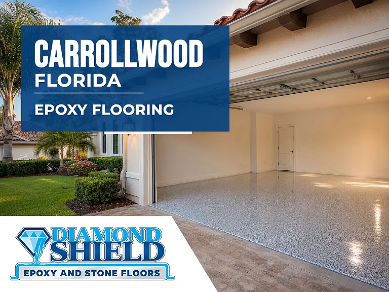 DiamondShield epoxy flooring services in Carrollwood, Florida.