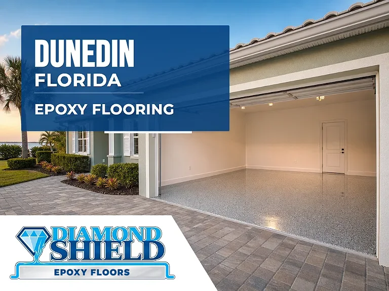 DiamondShield epoxy flooring services in Dunedin, Florida.