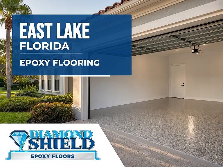 DiamondShield epoxy flooring services in East Lake, Florida.