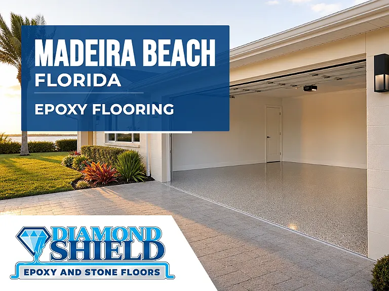DiamondShield epoxy flooring services in Madeira Beach, Florida.