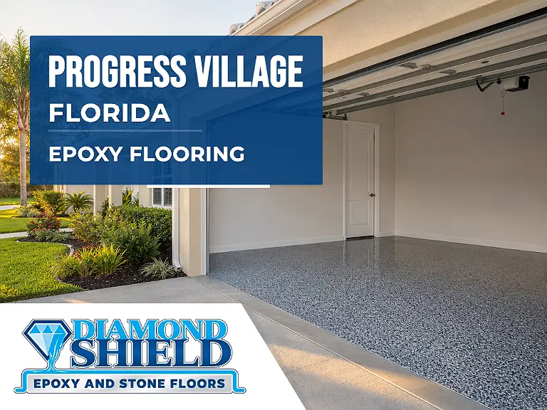 DiamondShield epoxy flooring services in Progress Village, Florida.