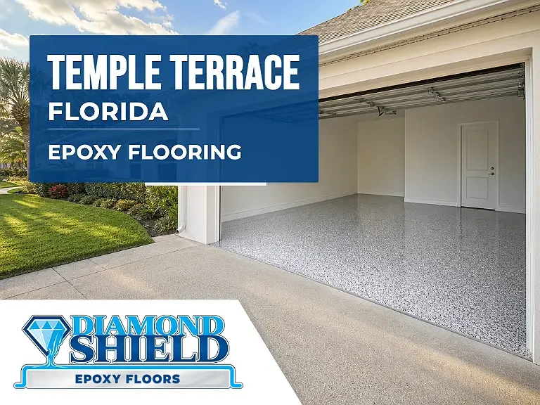 DiamondShield epoxy flooring services in Temple Terrace, Florida.