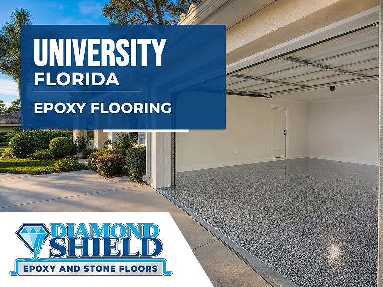 DiamondShield epoxy flooring services in University, Florida.