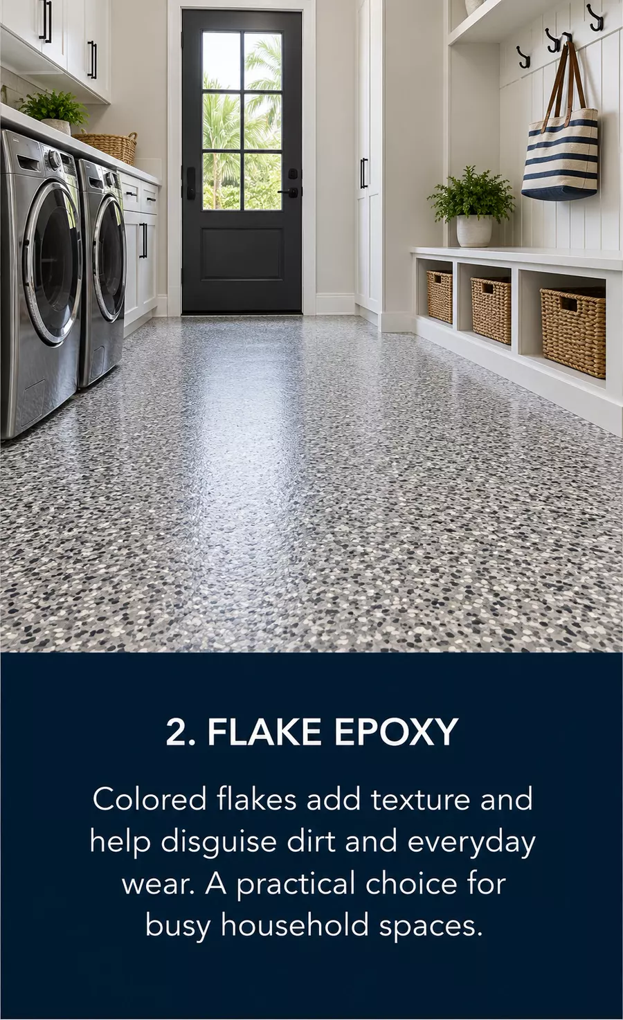 Epoxy flooring with decorative flake in a Mango, FL interior room