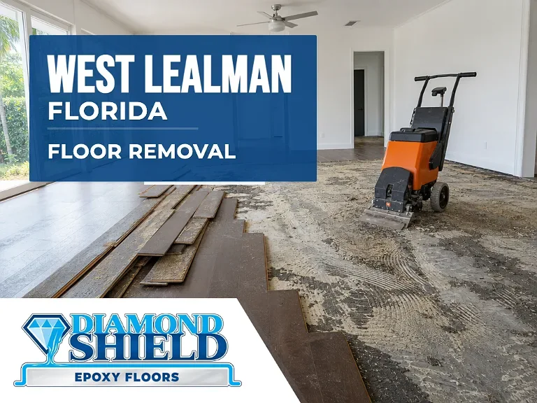 Floor removal company machine lifting tile from a slab in West Lealman, FL
