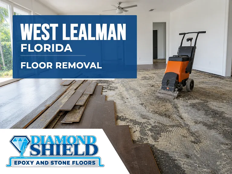 Floor removal company machine lifting tile from a slab in West Lealman, FL