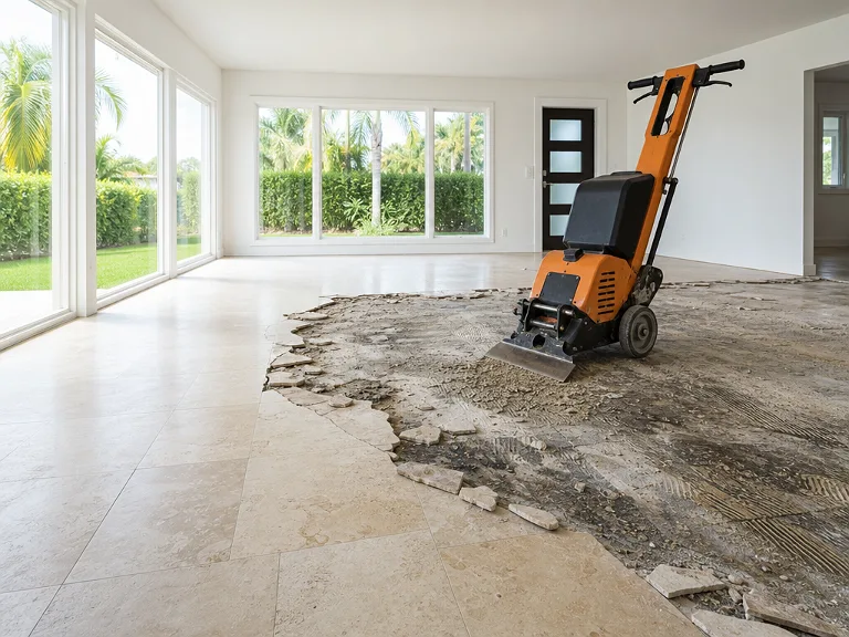 Floor removal equipment working on a concrete slab in Tampa, FL