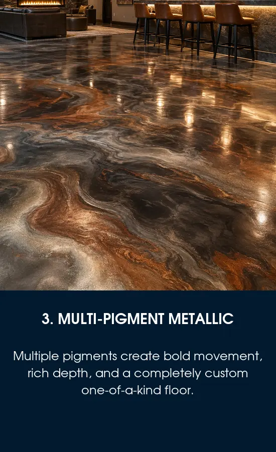 Multi-pigment metallic epoxy flooring in a Safety Harbor, FL home