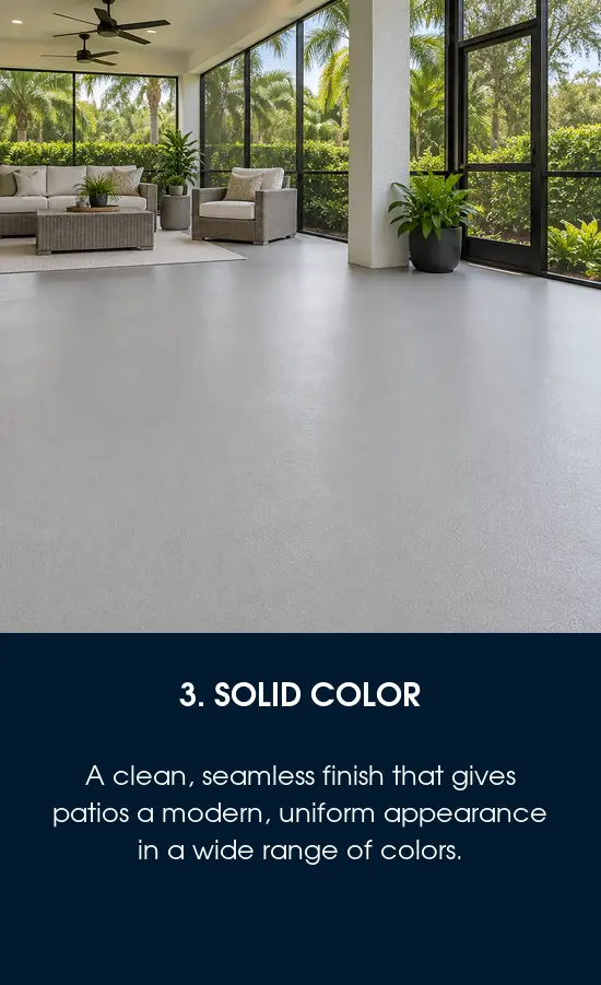 Solid-color patio floor coating option for a Tampa, FL home