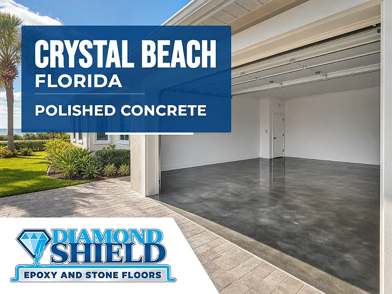 DiamondShield polished concrete floors in Crystal Beach, Florida.
