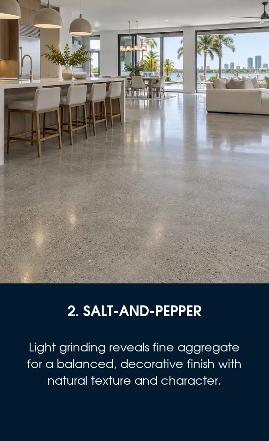 Salt-and-pepper polished concrete finish example