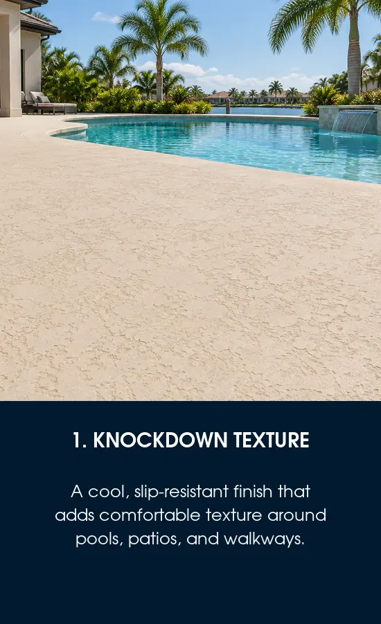 Knockdown-texture pool deck coating option for a Tampa, FL home
