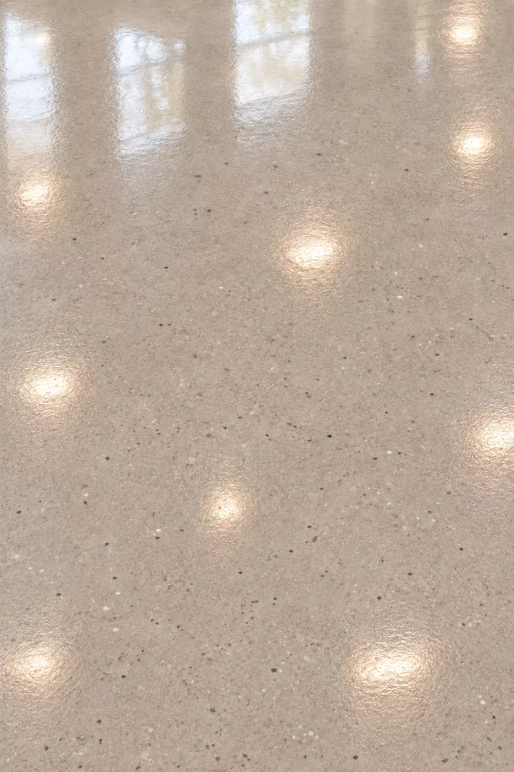Polished concrete option shown alongside residential epoxy flooring in a Tampa, FL home