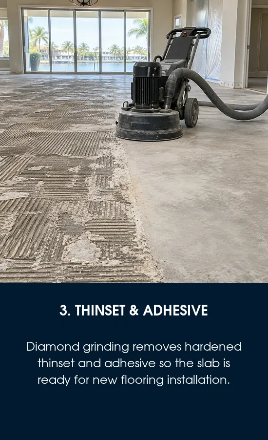 Tile removal and thinset grinding in a Tampa, FL home