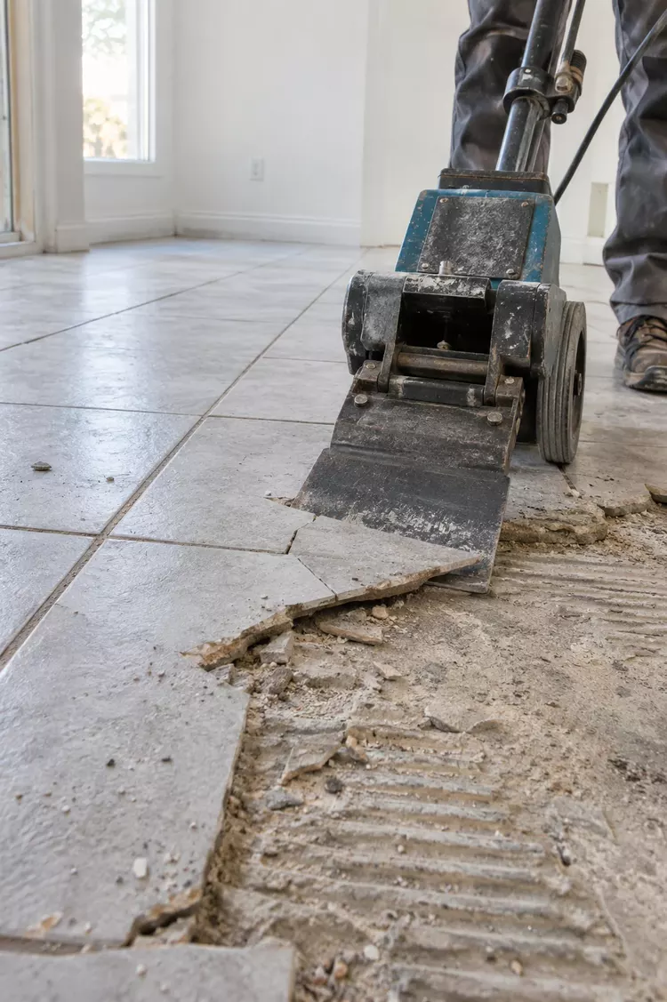 Walk-behind scraper used for tile removal in Tampa, FL