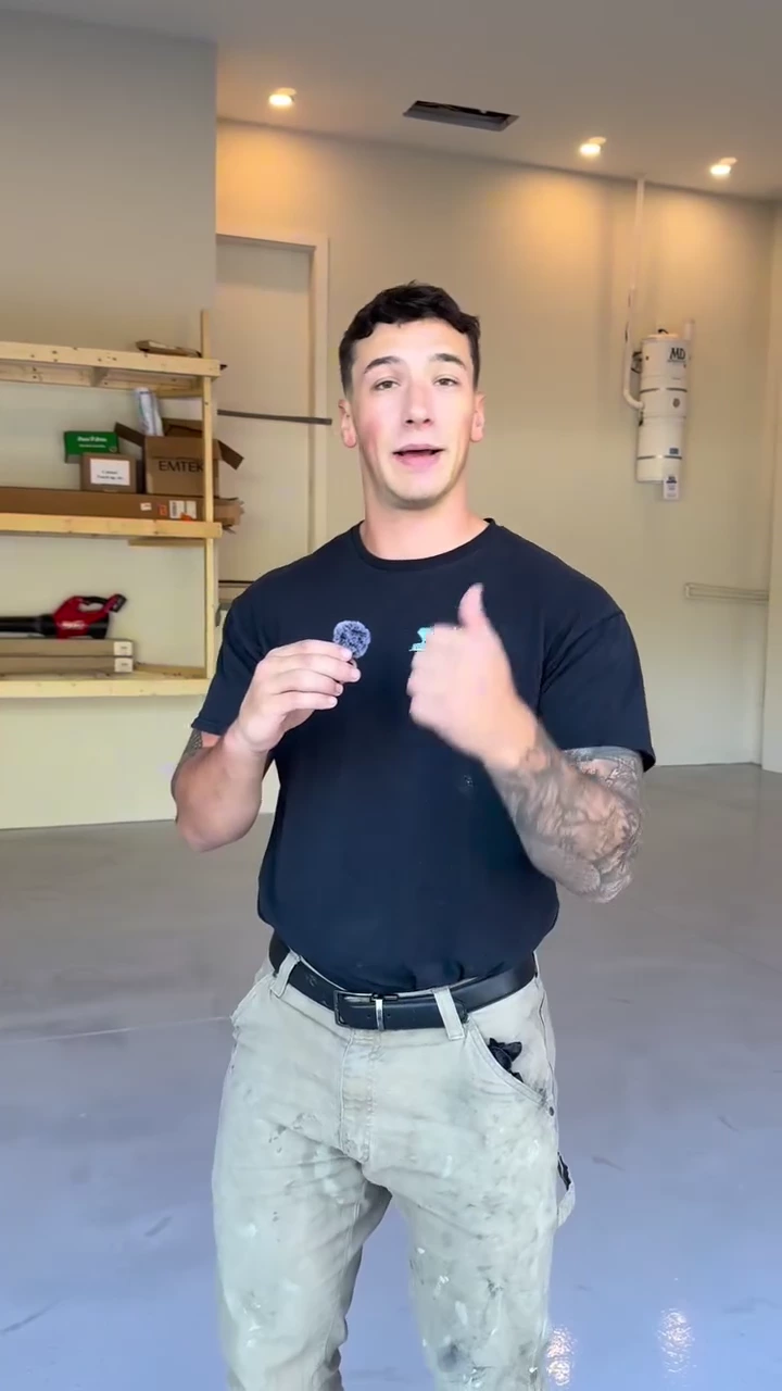 Solid-color epoxy garage floor installation video